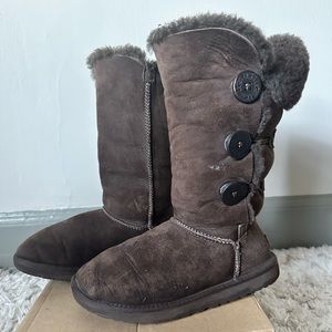 Ugg Bailey Button Triplet Sheepskin-Lined Suede Boots